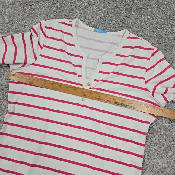 J McLaughlin Dress Womens Large Pink White Stripe Catalina‎ Cloth Beachy READ - Picture 9 of 13